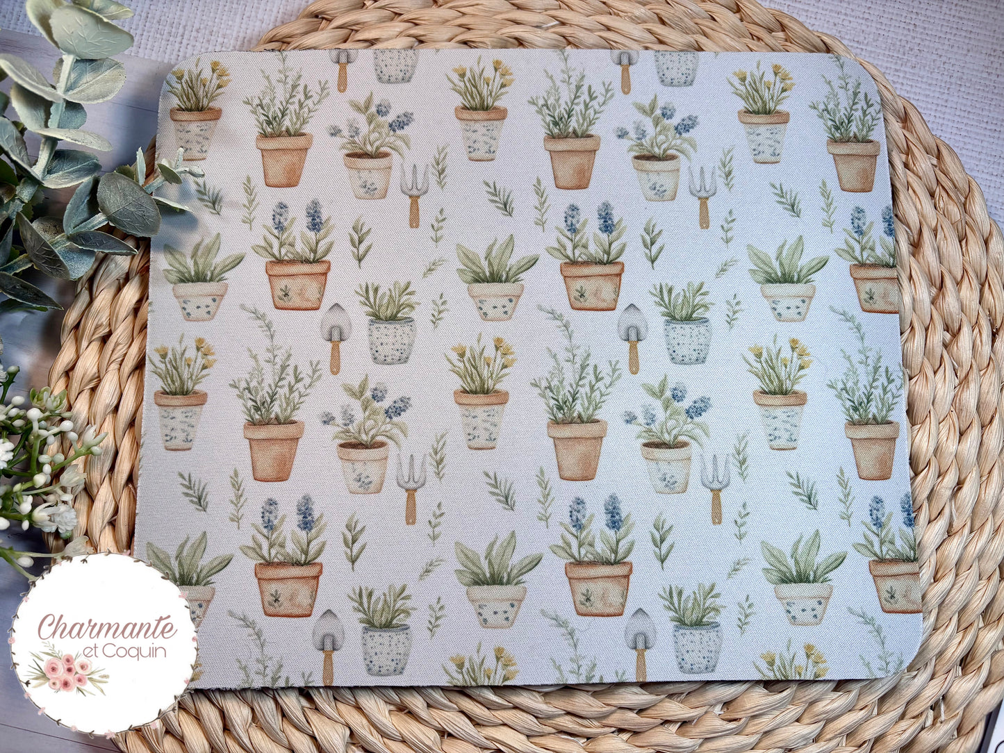 Ensemble de planification hebdomadaire avec motifs aquarelle pots de fleurs