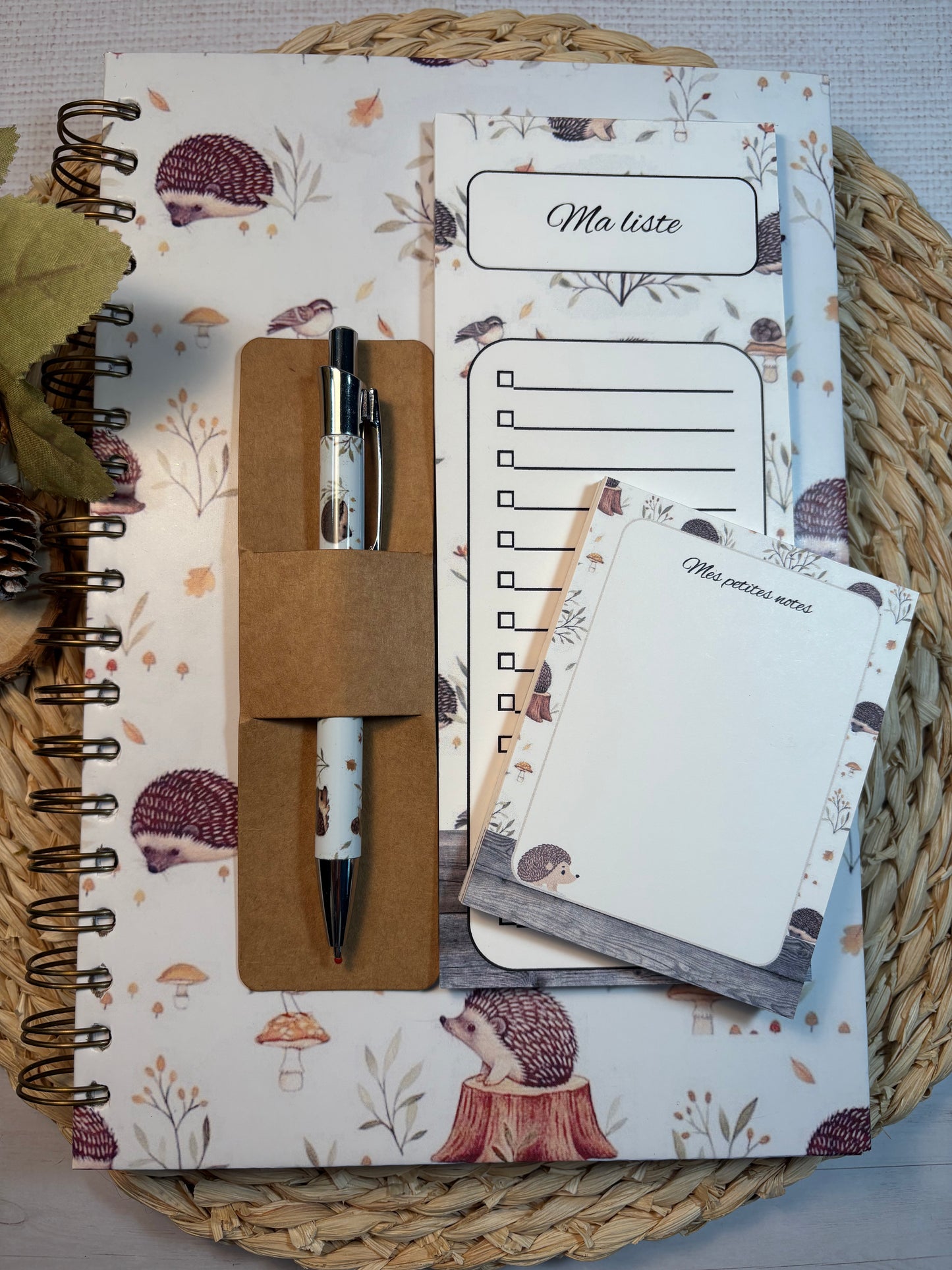 Ensemble de notes assortie sur le thème petits hérissons .