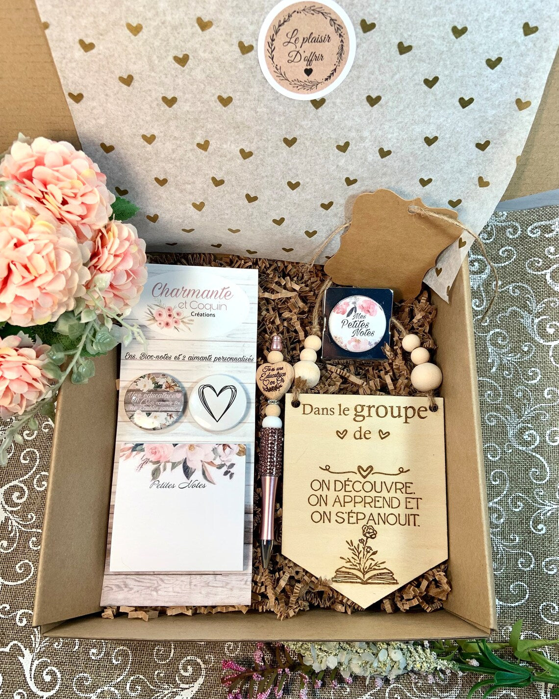 Boîte cadeaux personnalisés cadeaux pour éducatrice , cadeau remerciement éducatrice
