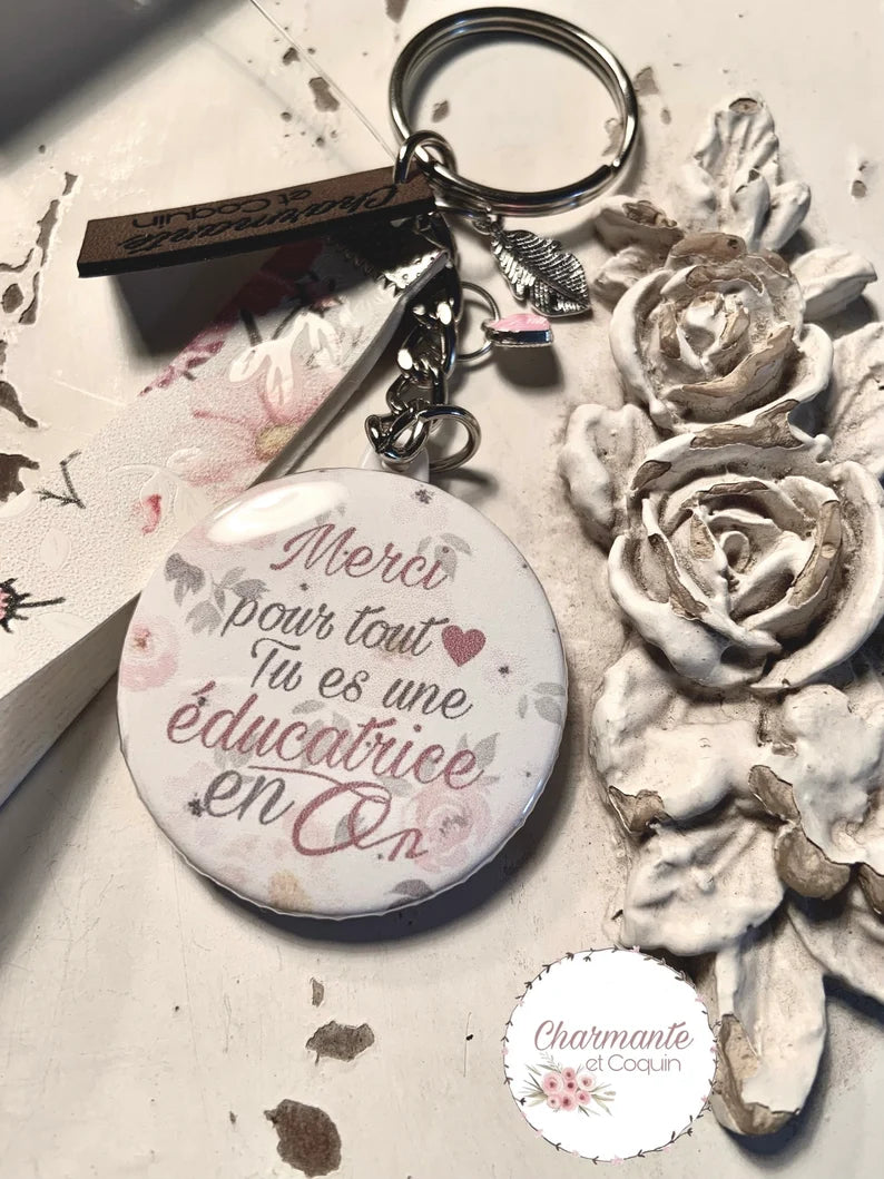 Porte clés personnalisé pour éducatrice, cadeau remerciement
