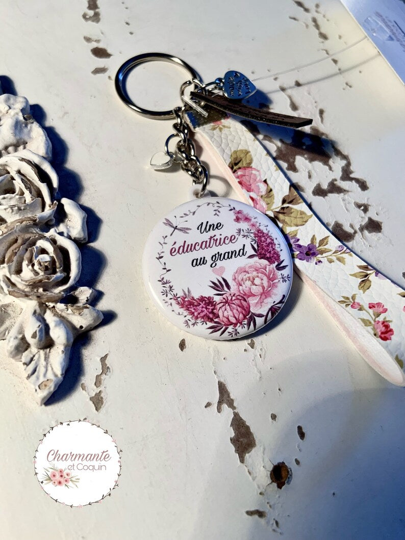 Porte-clés pour éducatrice, cadeau remerciement pour éducatrice, création personnalisée
