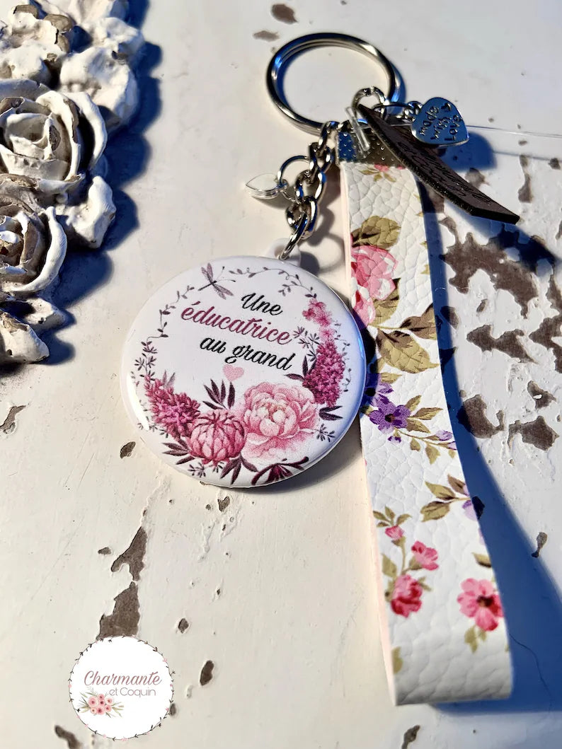 Porte-clés pour éducatrice, cadeau remerciement pour éducatrice, création personnalisée