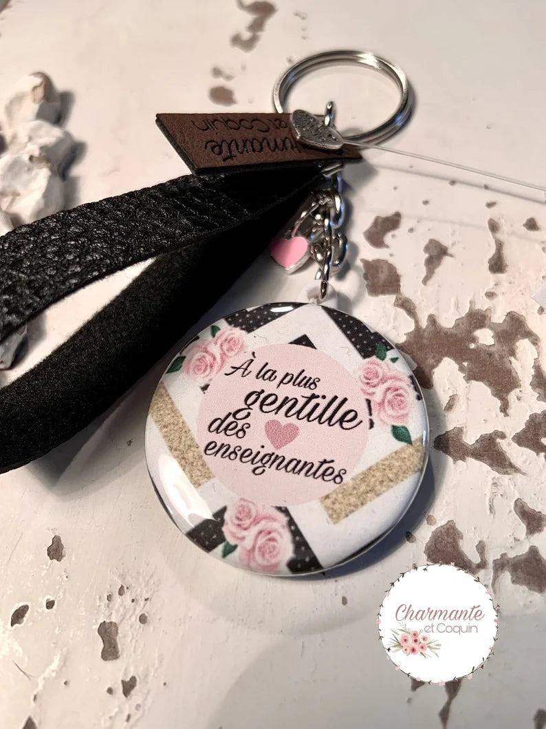 Porte clés personnalisé pour enseignante, cadeau remerciement enseignante