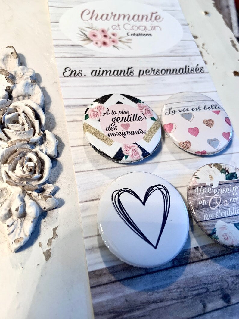 Ensemble d’aimants personnalisés pour enseignante, cadeaux remerciement enseignante