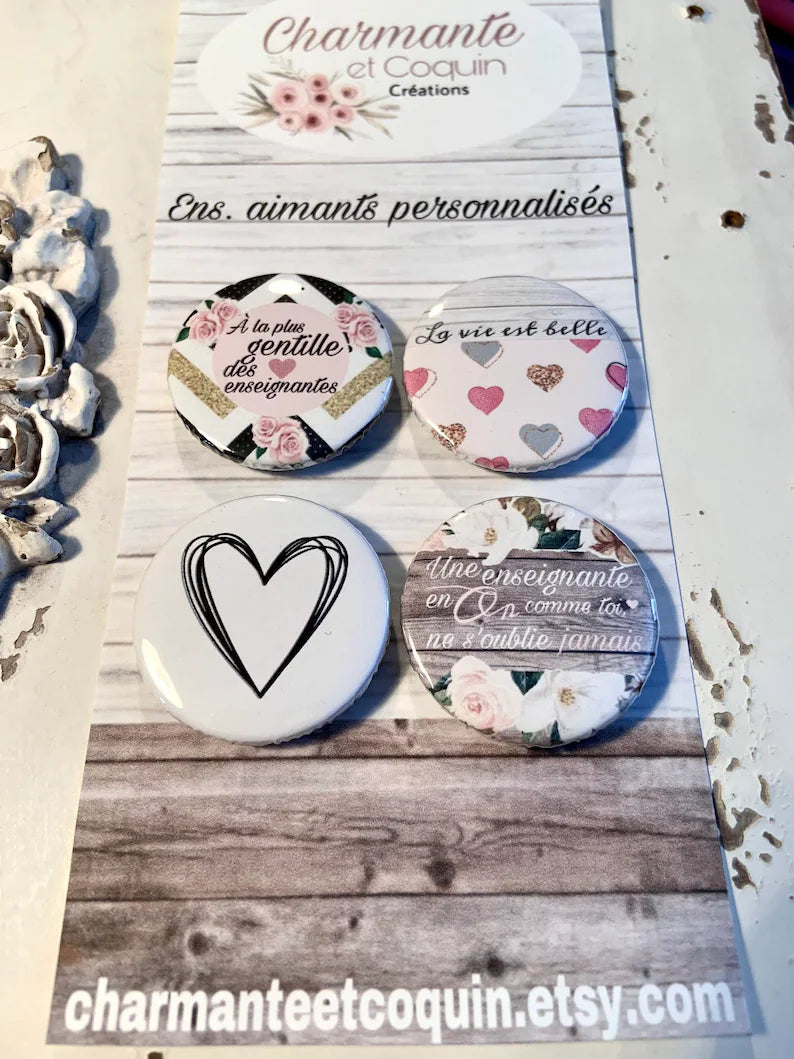 Ensemble d’aimants personnalisés pour enseignante, cadeaux remerciement enseignante