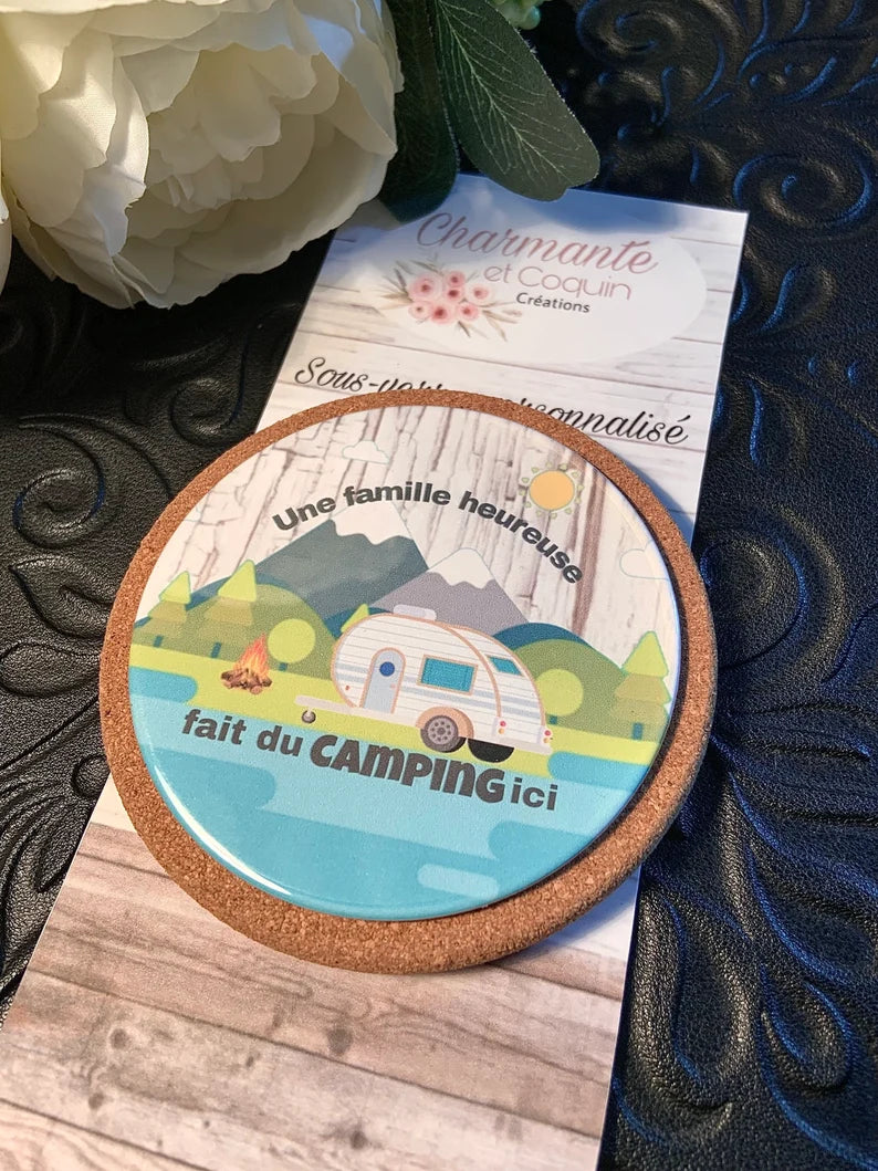 ous-verre personnalisé avec jolie citation thème camping, cadeau personnalisé