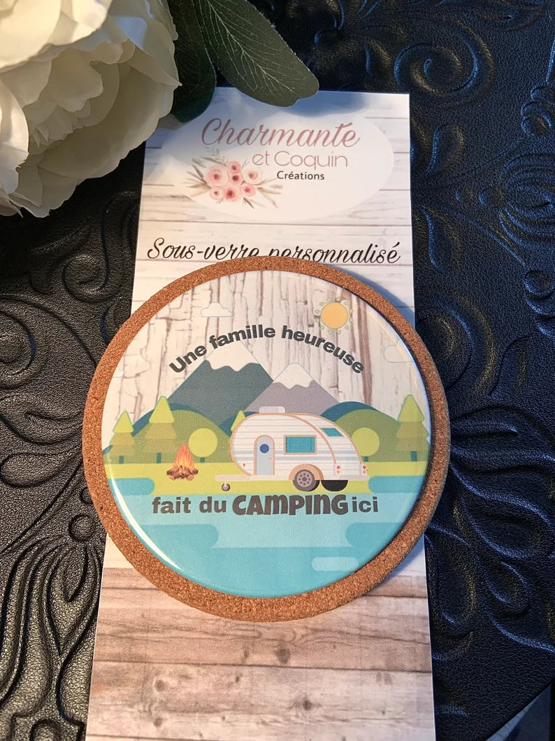 ous-verre personnalisé avec jolie citation thème camping, cadeau personnalisé
