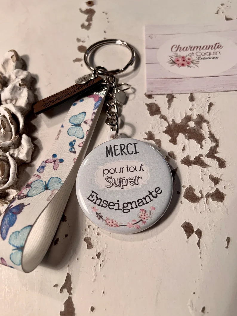 Porte - clés personnalisé merci pour tout super enseignante !