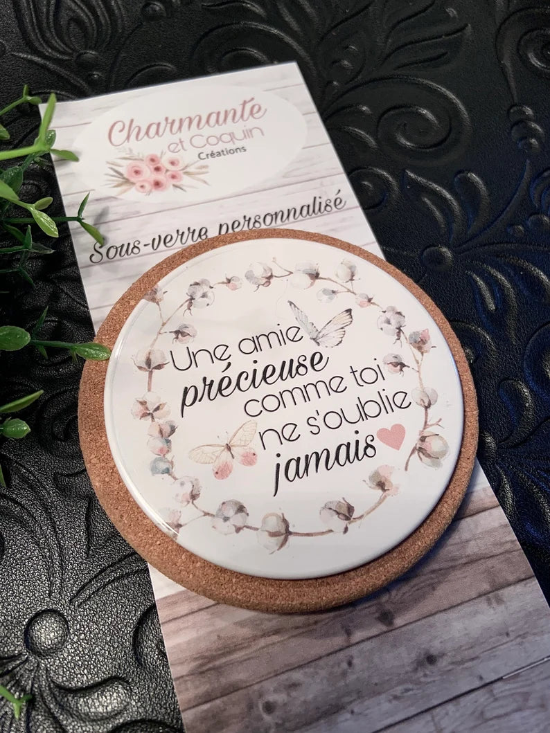 Sous verre personnalisé cadeau pour une amie précieuse