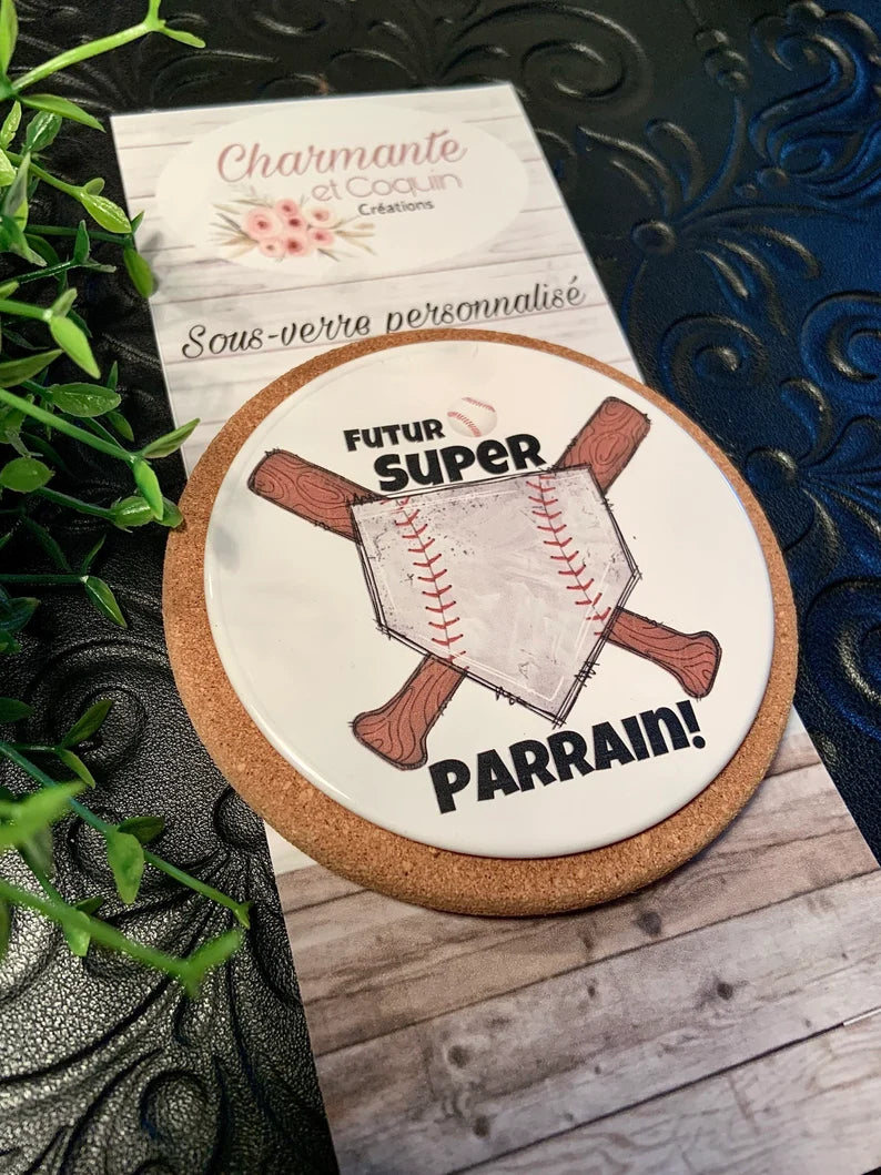 Sous verre personnalisé cadeau demande parrain