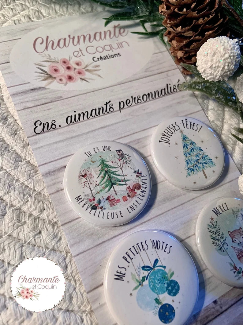 Ensemble de 4 aimants personnalisés , cadeau pour enseignantes.