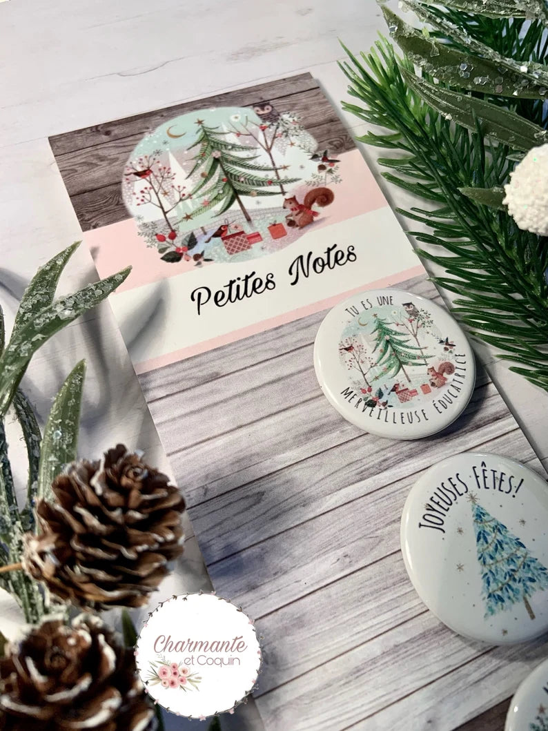 Ensemble bloc notes et 3 aimants personnalisés, cadeau pour éducatrice, calepin