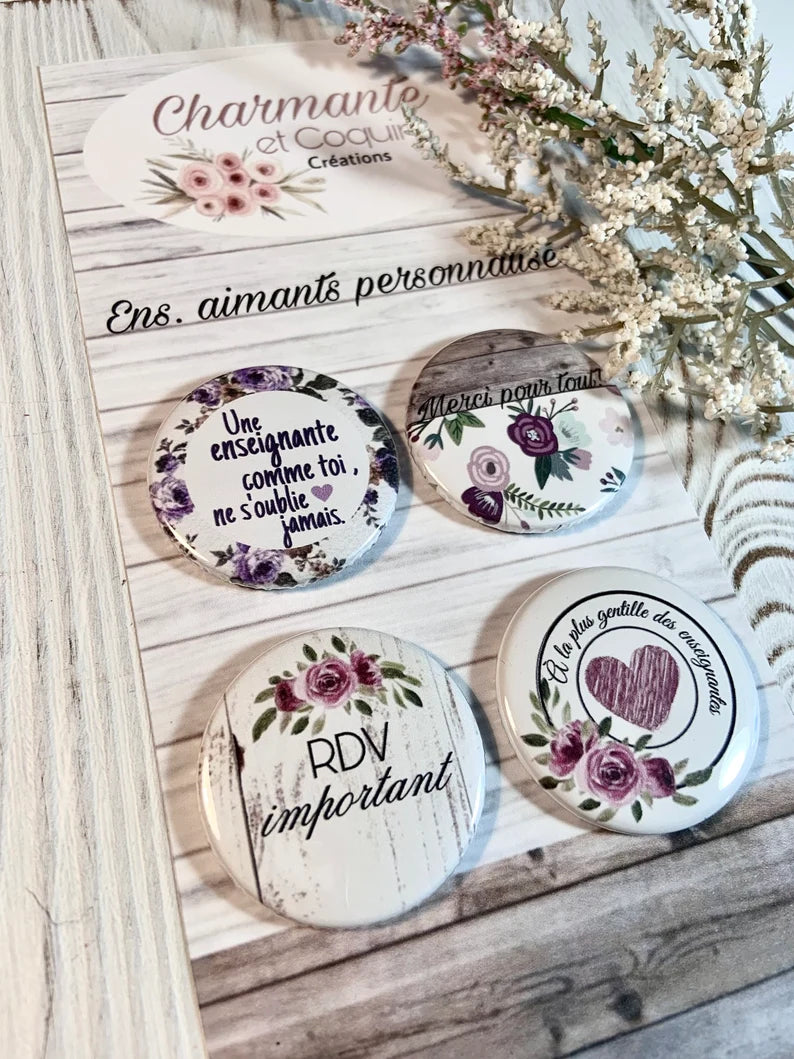 Ensemble d’aimants personnalisés cadeau pour enseignante, cadeau remerciement professeur