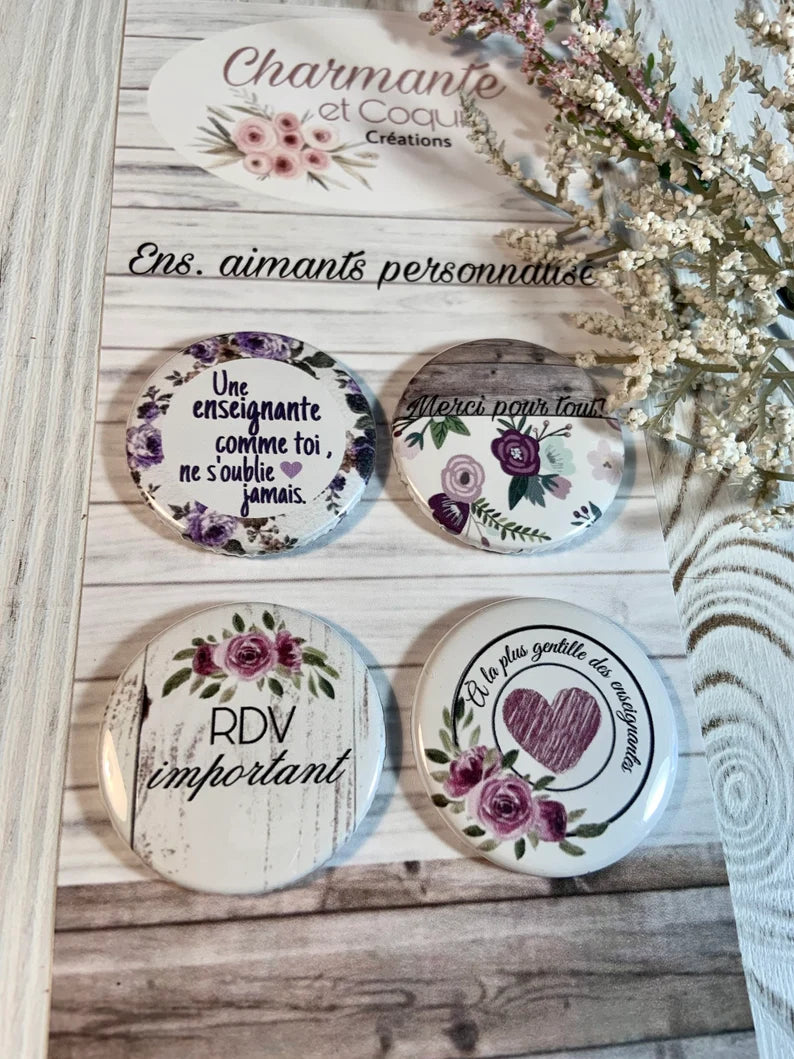Ensemble d’aimants personnalisés cadeau pour enseignante, cadeau remerciement professeur