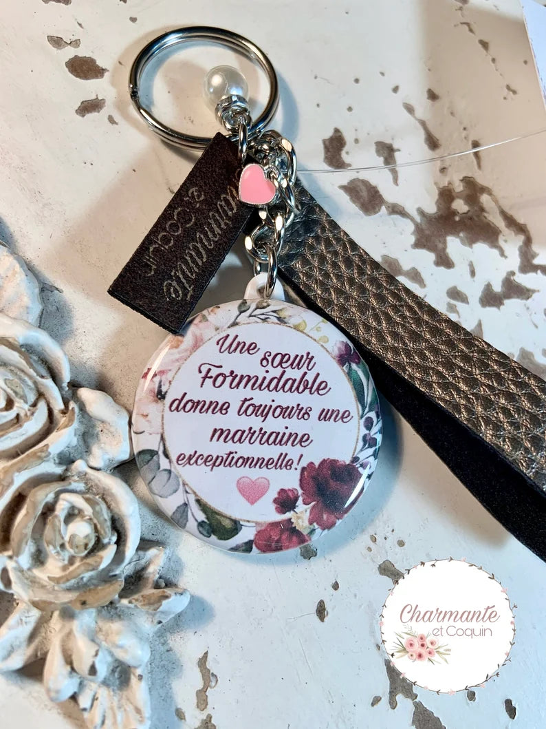 Porte clés personnalisé demande marraine