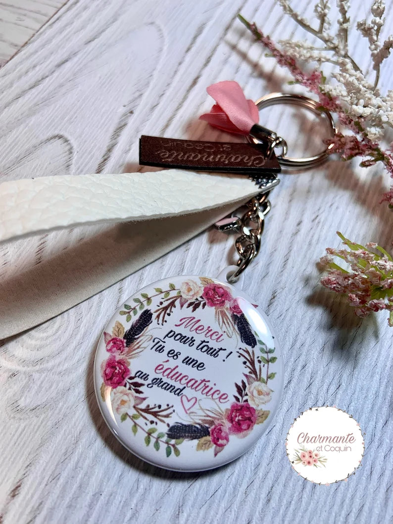 Porte clés personnalisé cadeau pour éducatrice, cadeau remerciement éducatrice