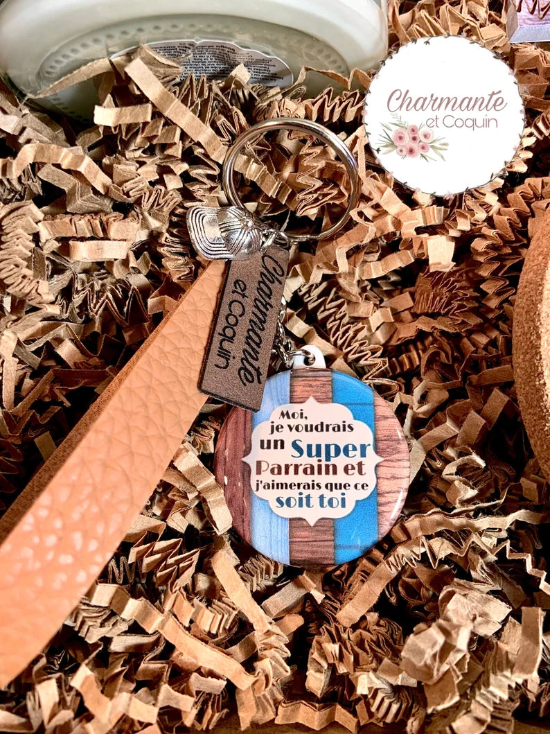 Charmante boîte cadeaux personnalisée cadeau pour une demande parrain.