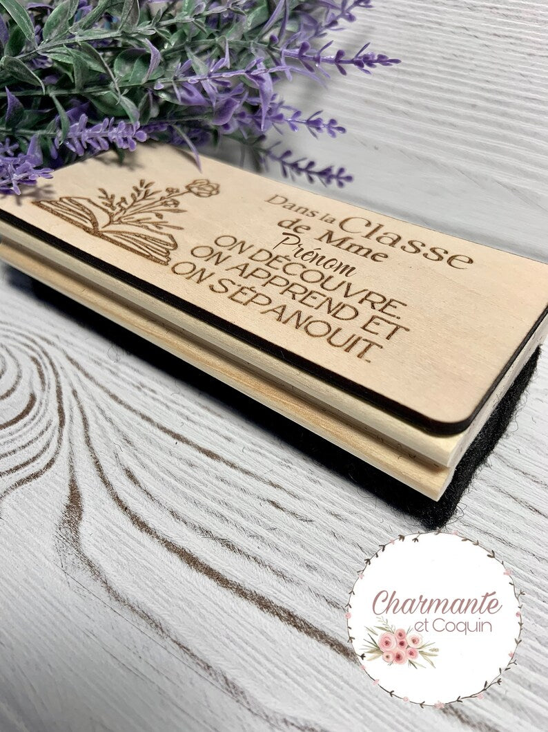 Brosse en bois à tableau blanc , tableau noir ou autres surfaces effaçables , cadeau enseignante, cadeau remerciement professeur
