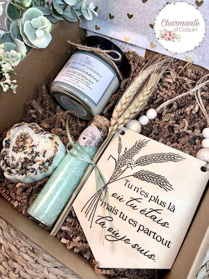 Coffret cadeau pour personne qui traverse un deuil .