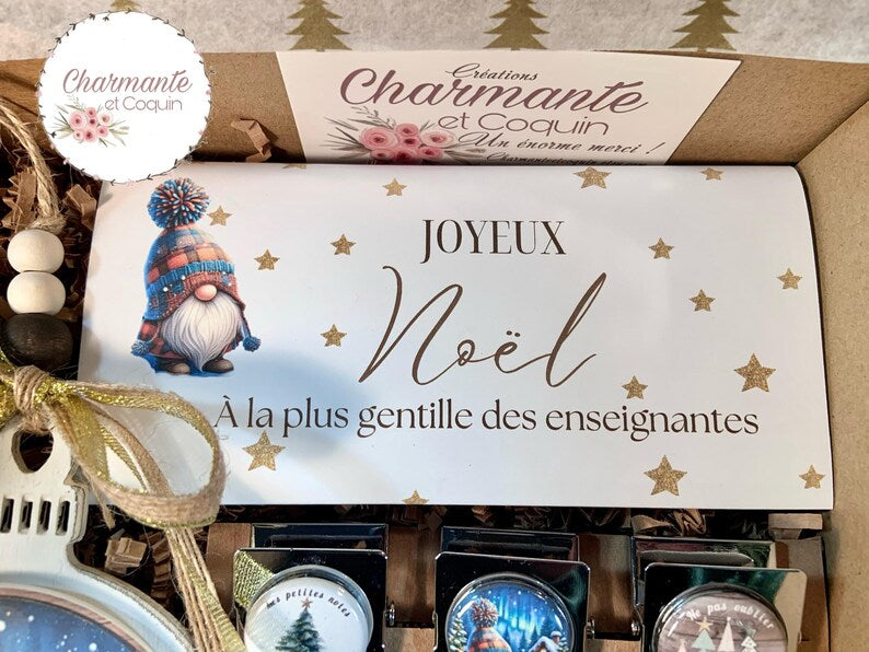 Boîte cadeaux de Noël personnalisée pour éducatrice ,enseignante ou avec votre citation personnalisée .Coffret cadeau