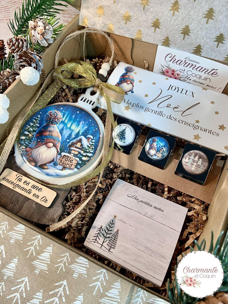 Boîte cadeaux de Noël personnalisée pour éducatrice ,enseignante ou avec votre citation personnalisée .Coffret cadeau