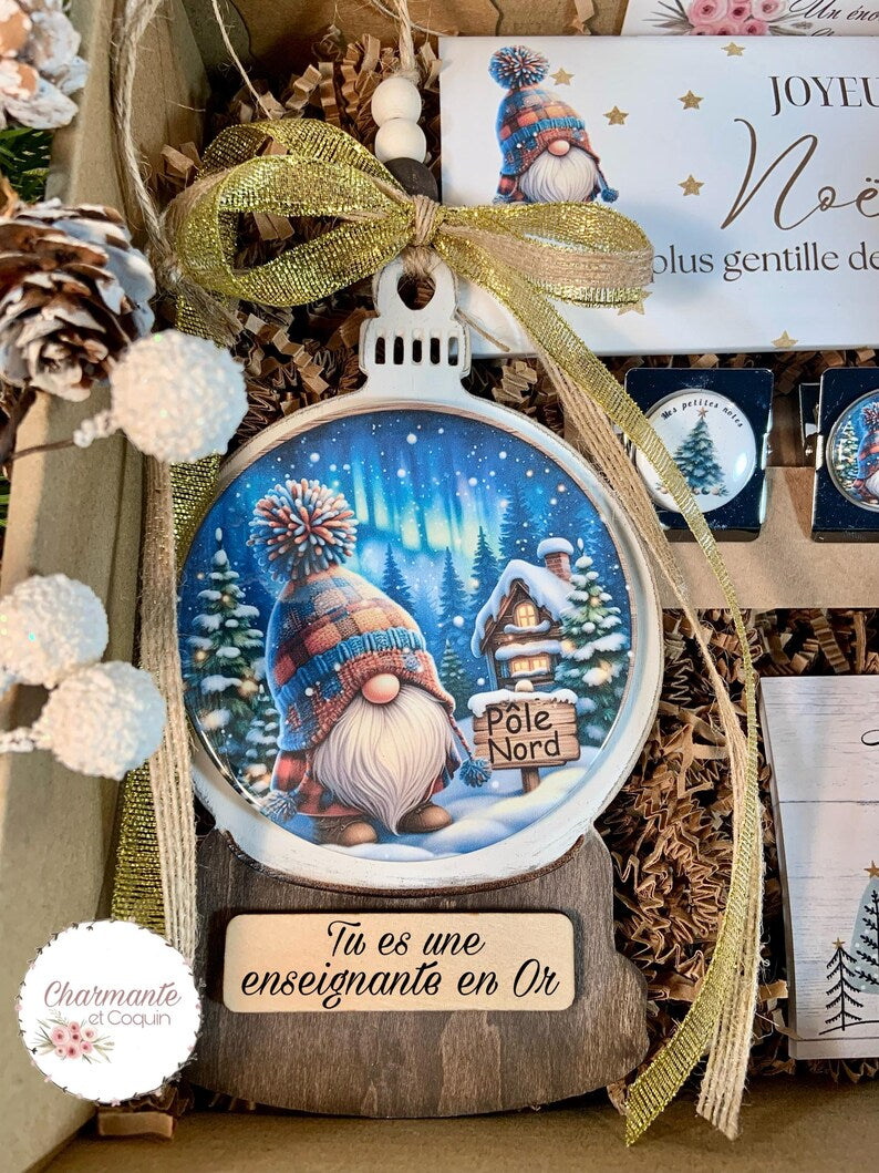 Boîte cadeaux de Noël personnalisée pour éducatrice ,enseignante ou avec votre citation personnalisée .Coffret cadeau