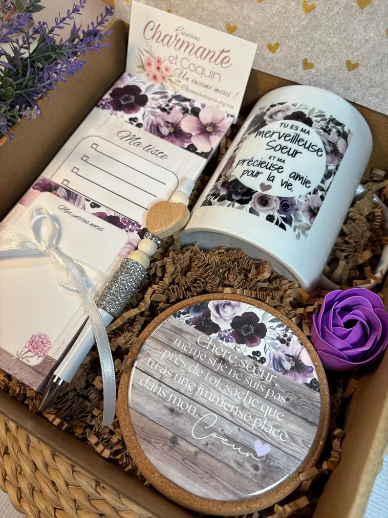 Boîte cadeau personnalisée , cadeau pour une précieuse sœur.
