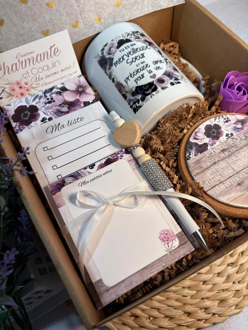 Boîte cadeau personnalisée , cadeau pour une précieuse sœur.