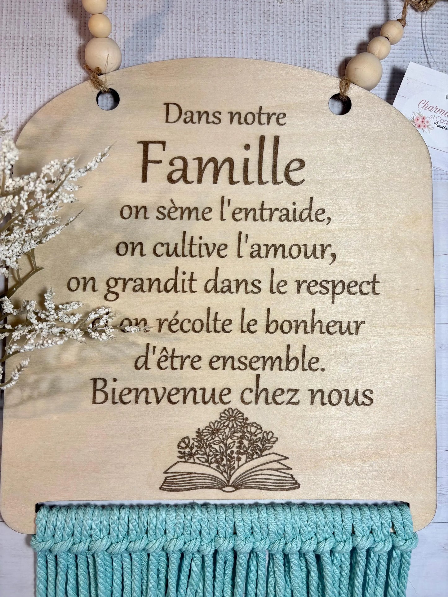 Fanion en bois personnalisé idée cadeau avec citation pour la famille
