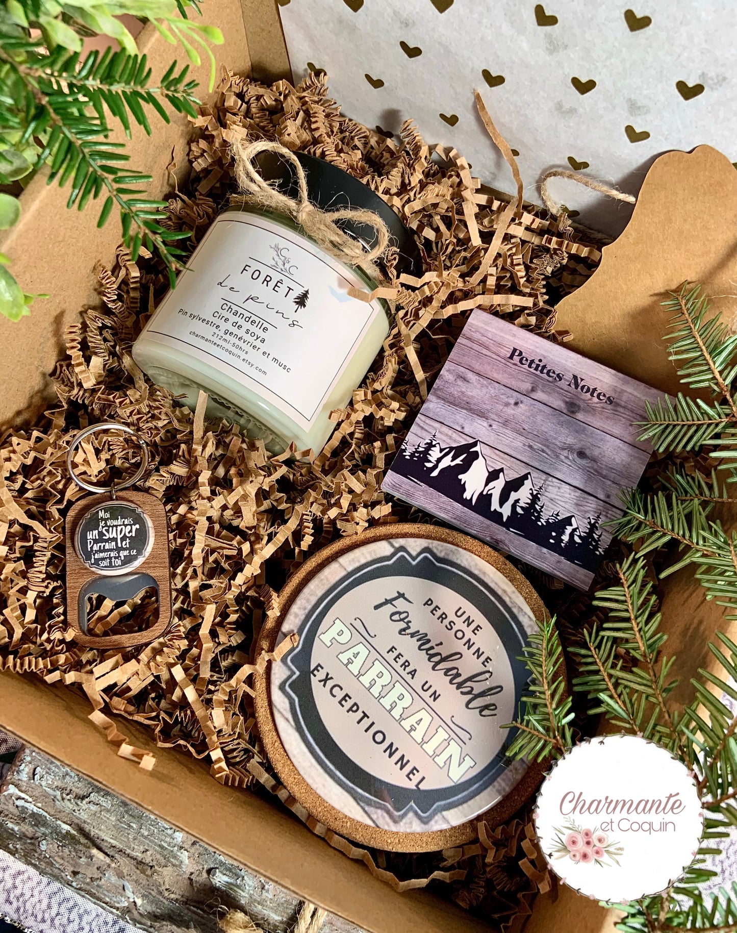 Charmante boîte cadeaux personnalisée cadeau pour une demande parrain.