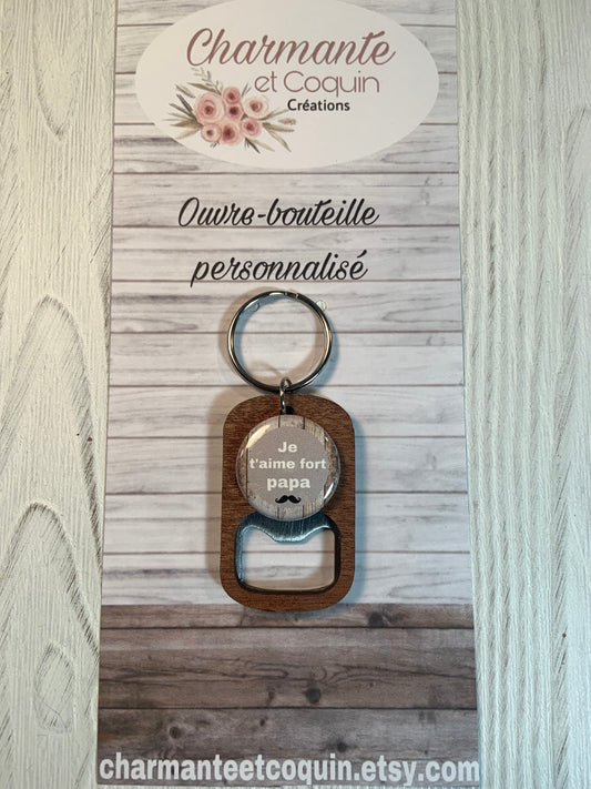 Porte-clés ouvre bouteilles personnalisé cadeau pour papa, décapsuleur cadeau