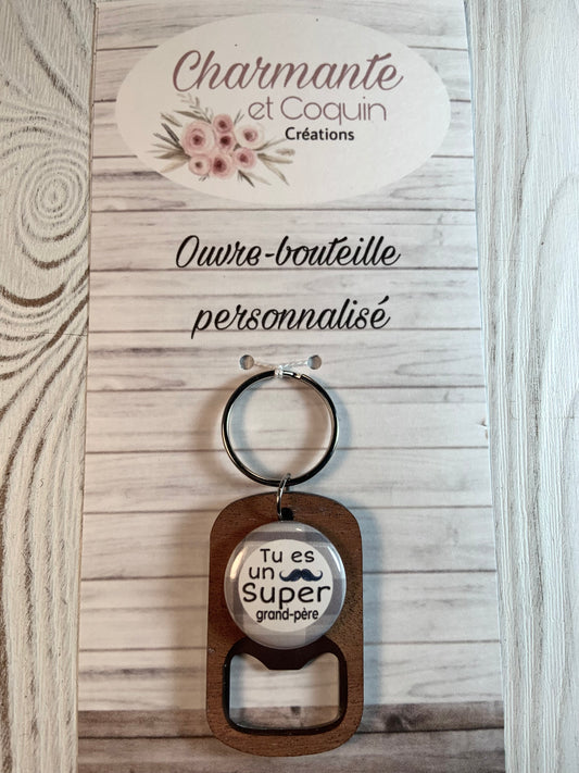 Porte-clés ouvre bouteilles personnalisé cadeau pour grand-papa, décapsuleur cadeau