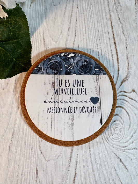 Sous-verre personnalisé cadeau pour éducatrices, cadeau remerciement