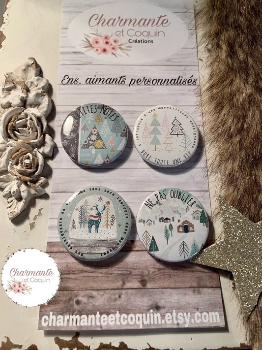 Ensemble de 4 aimants personnalisés , cadeau pour enseignantes.