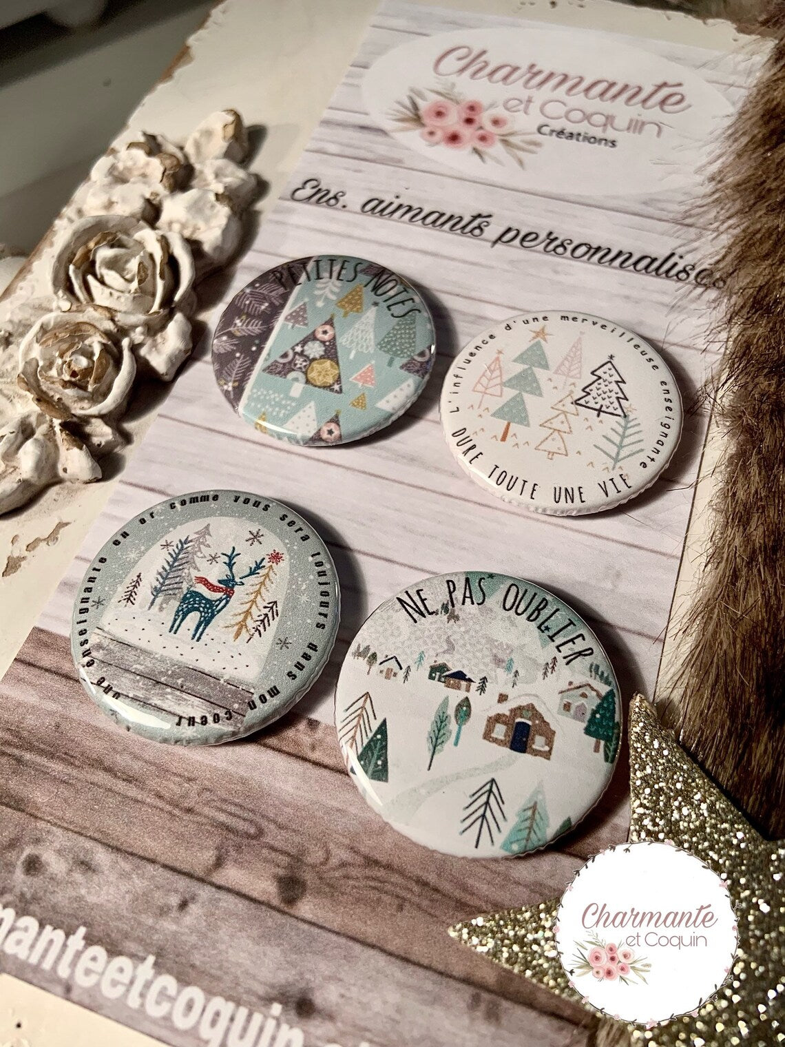 Ensemble de 4 aimants personnalisés , cadeau pour enseignantes.