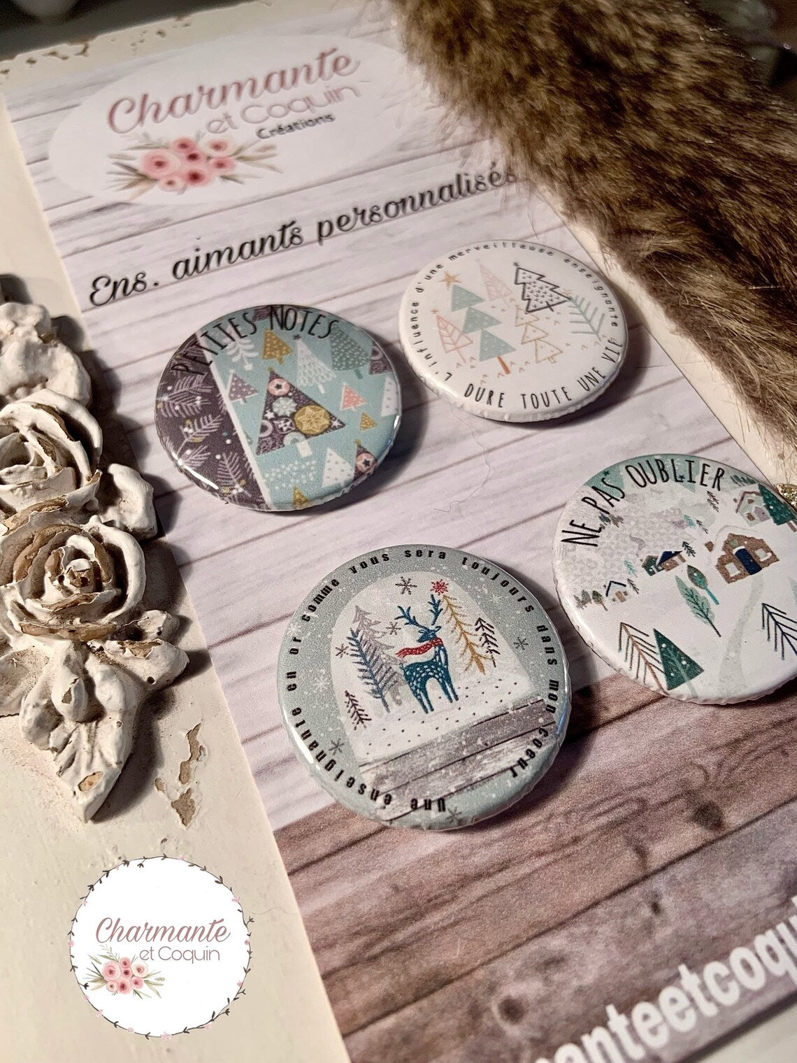 Ensemble de 4 aimants personnalisés , cadeau pour enseignantes.