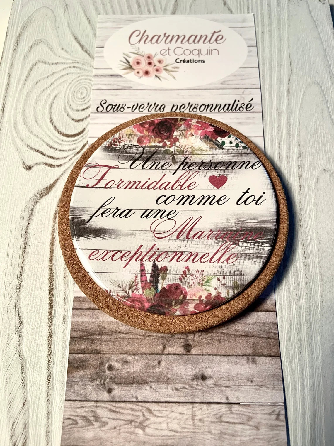 Sous verre personnalisé cadeau demande marraine