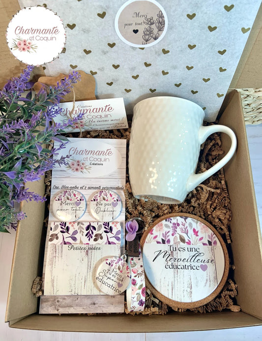 Boîte cadeaux personnalisés cadeaux pour éducatrice , cadeau remerciement éducatrice