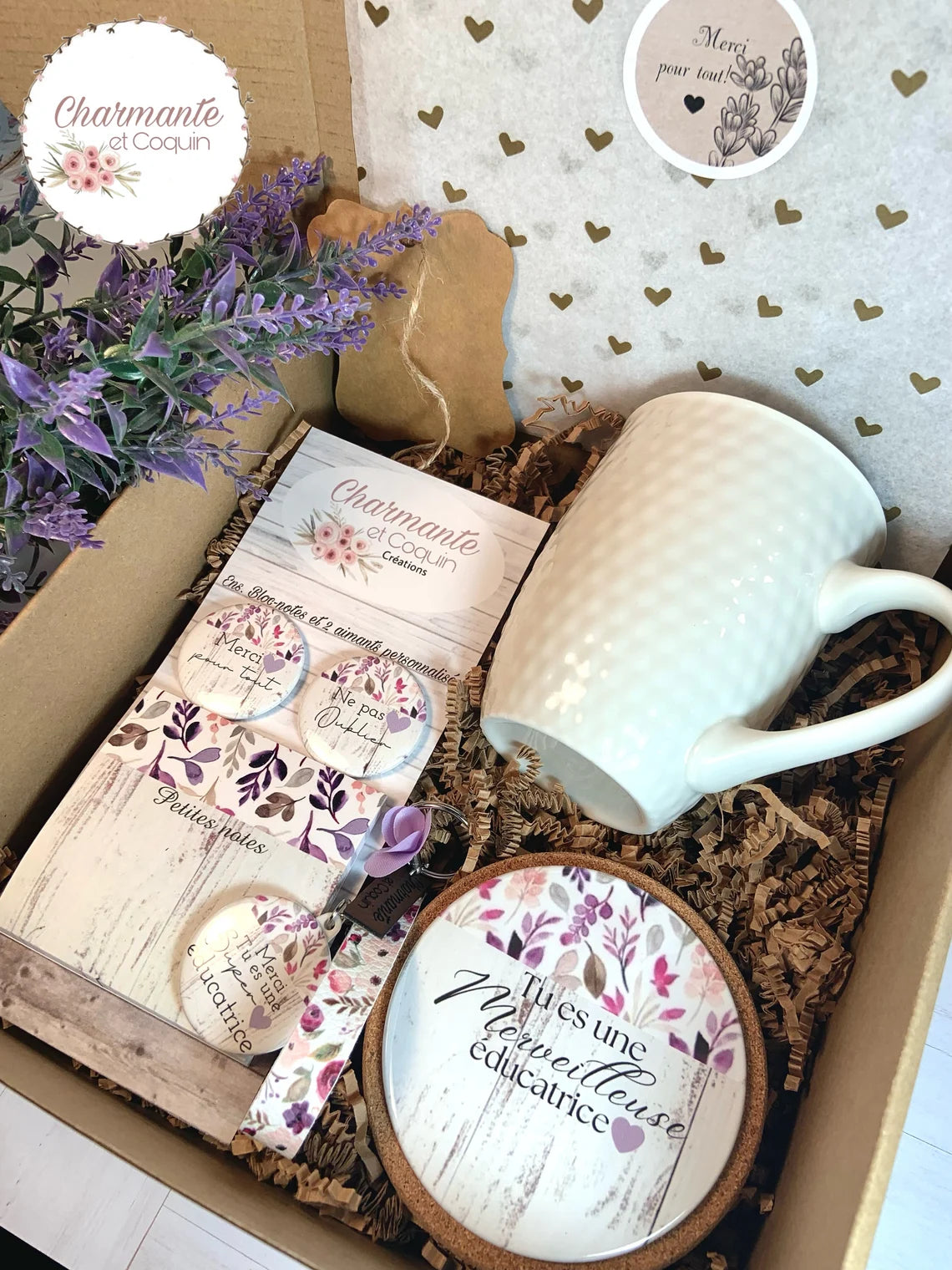 Boîte cadeaux personnalisés cadeaux pour éducatrice , cadeau remerciement éducatrice