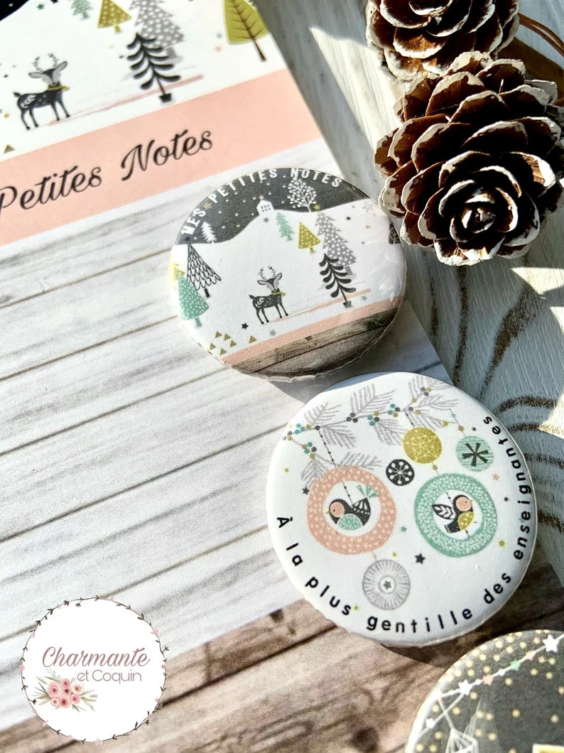 Ensemble bloc notes et 3 aimants personnalisés, cadeau pour enseignante, calepin