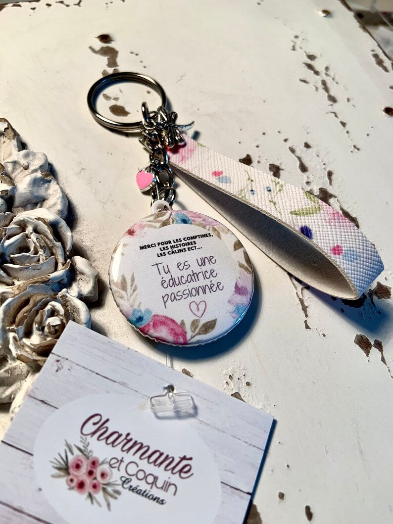 Porte clés personnalisé, cadeau éducatrice, remerciements