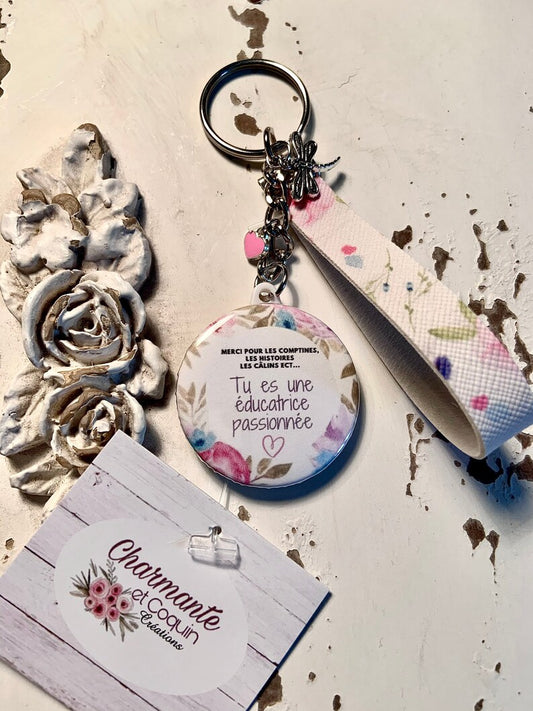 Porte clés personnalisé, cadeau éducatrice, remerciements