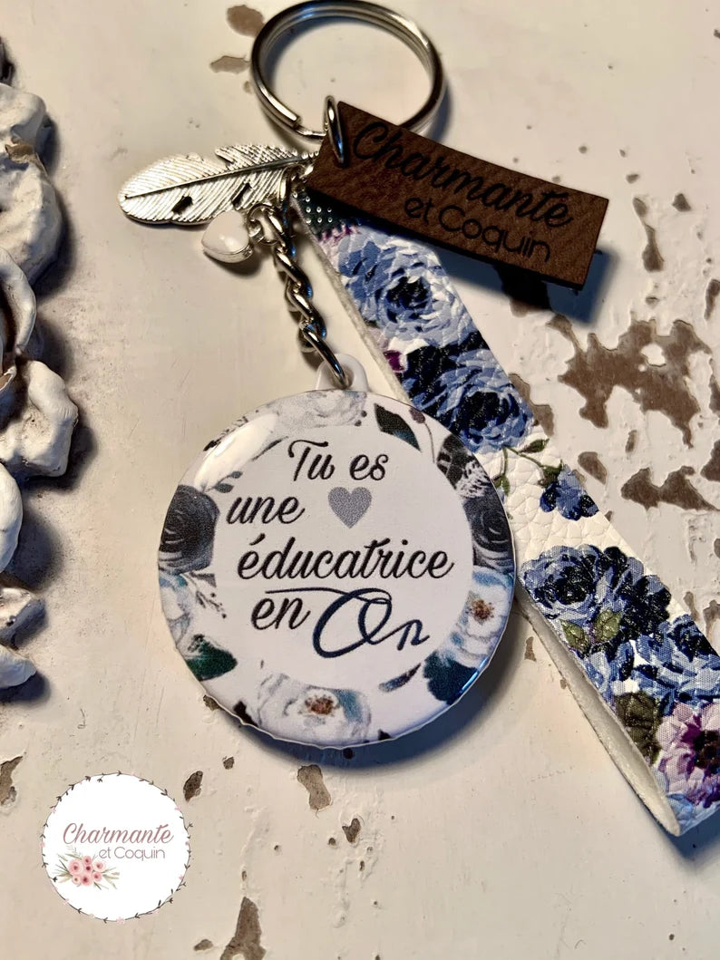 Porte clés personnalisé, cadeau éducatrice, remerciement