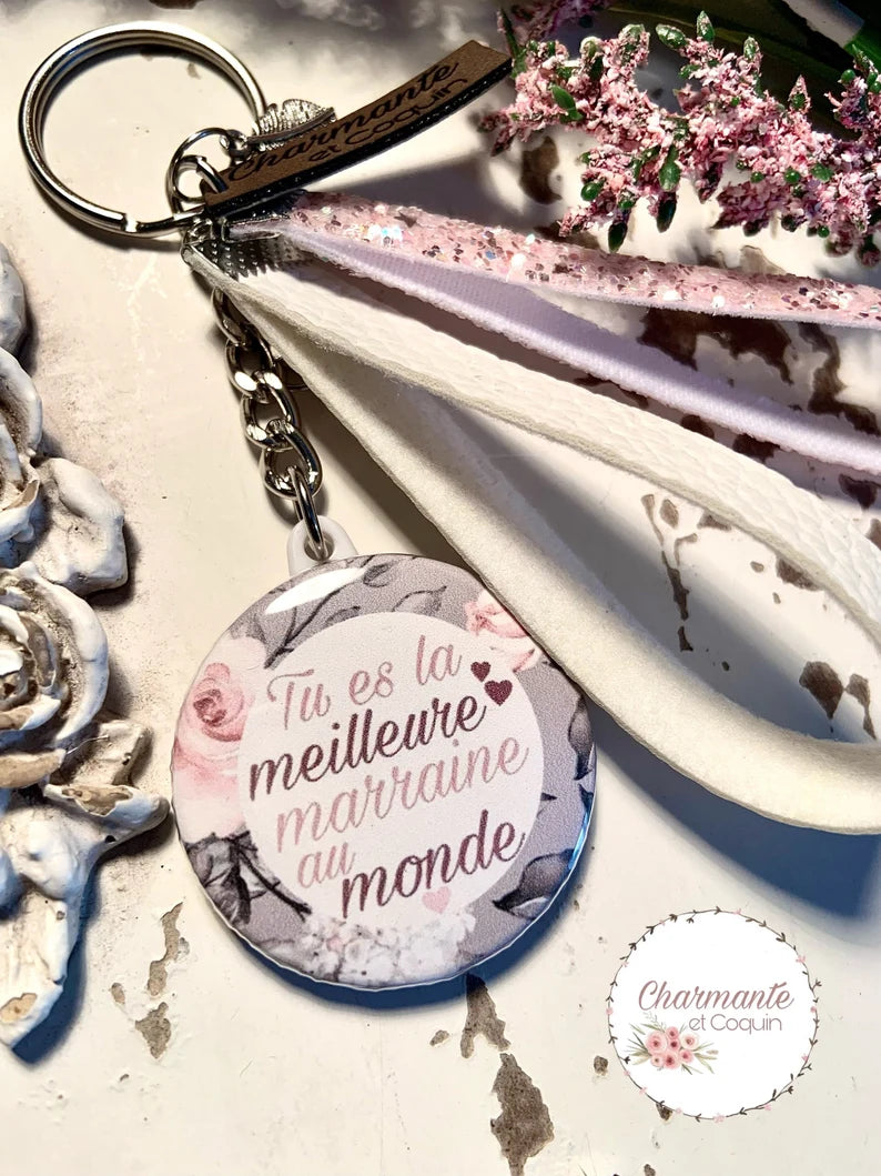 Porte clés personnalisé pour marraine, demande marraine, cadeau, surprise