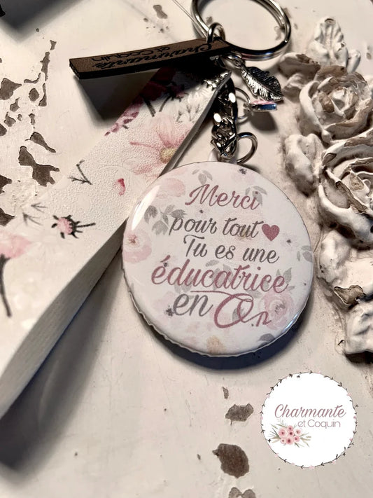 Porte clés personnalisé pour éducatrice, cadeau remerciement