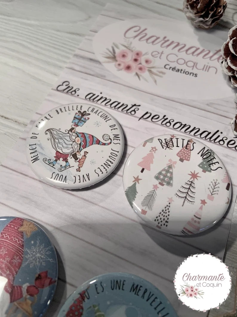 Ensemble de 4 aimants personnalisés , cadeau pour éducatrice.