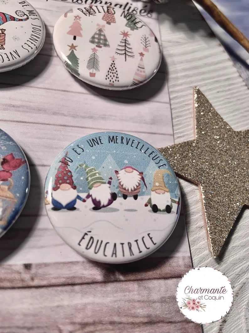 Ensemble de 4 aimants personnalisés , cadeau pour éducatrice.