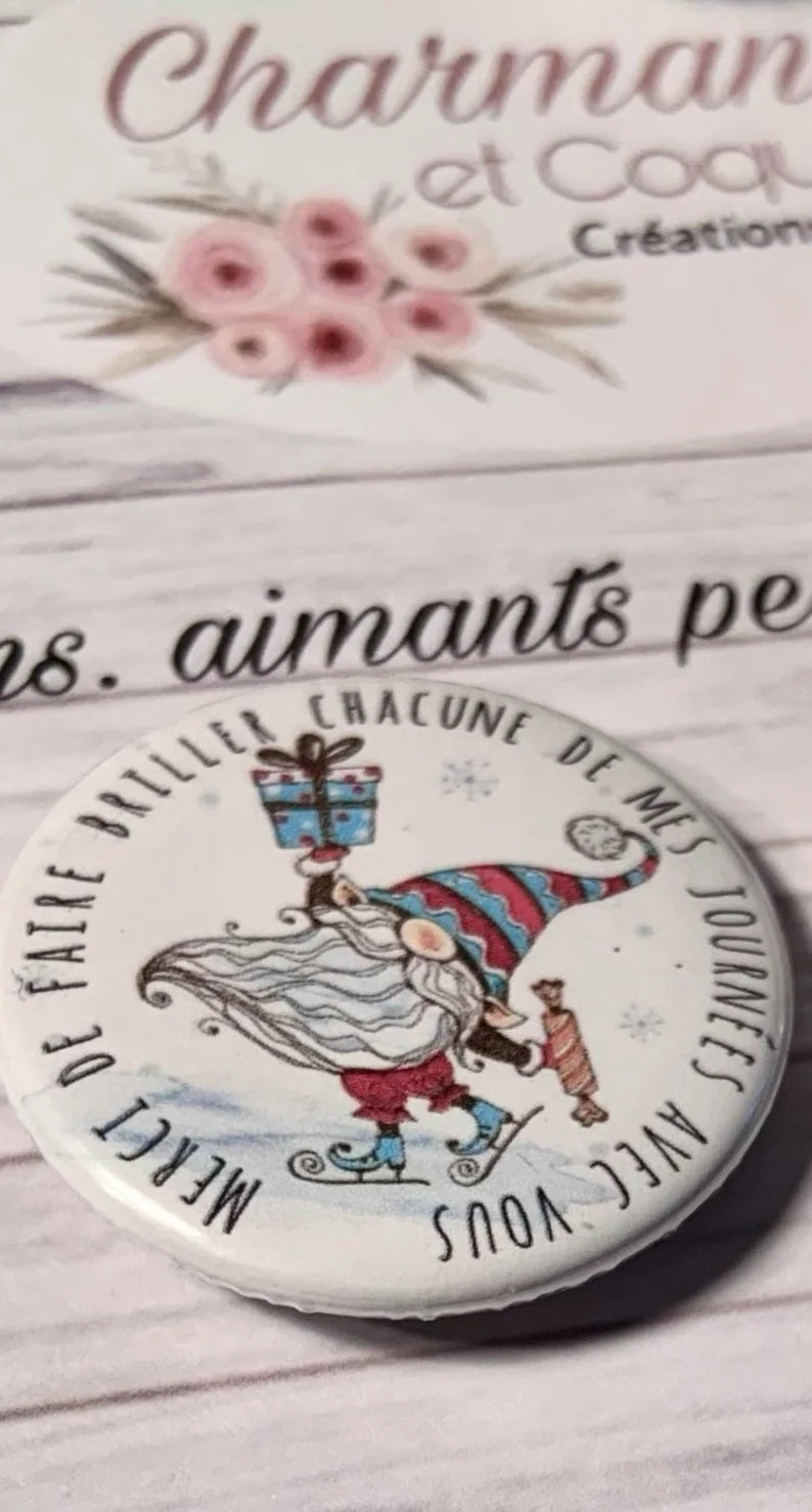 Ensemble de 4 aimants personnalisés , cadeau pour enseignante.