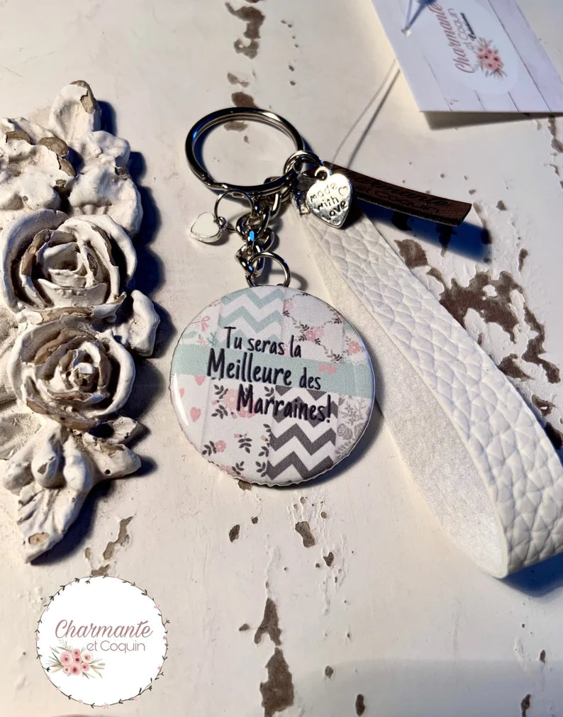 Porte-clés personnalisés demande marraine, cadeau marraine
