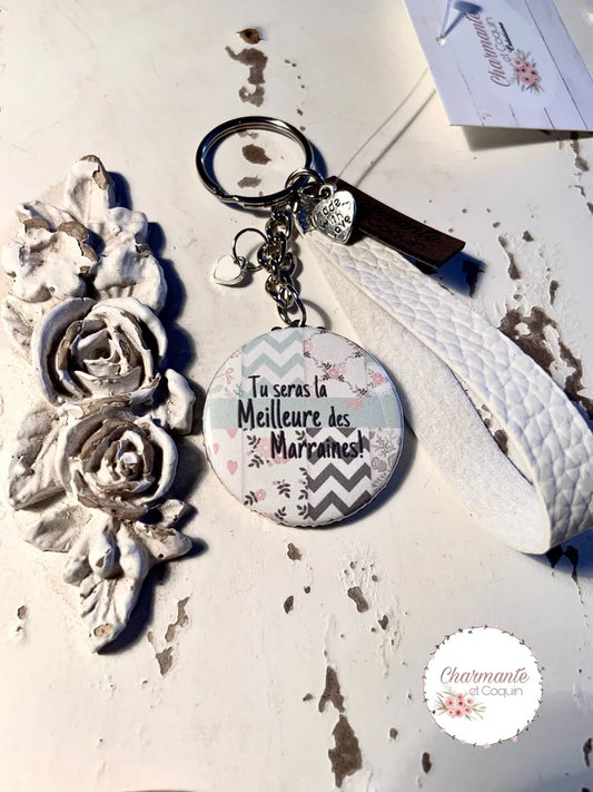 Porte-clés personnalisés demande marraine, cadeau marraine